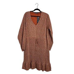 NWT Mikarose Ditzy Floral Accordian Pleat Long Sleeve Midi Dress V-Neck‎ Plus 2X